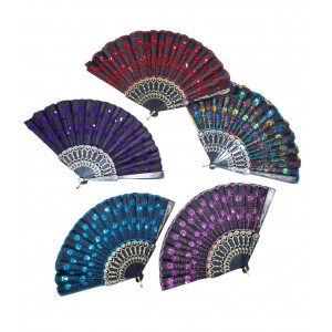 ABANICO TELA CON LENTEJUELAS