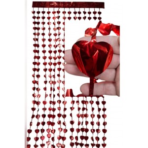CORTINA CORAZON 1X2MTS ROJA