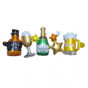 GLOBO GUIRNALDA METALIZADA CERVECERO 75X25