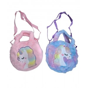 CARTERA PELUCHE INFANTIL UNICORNIO 24X24 CM