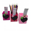  PORTALAPIZ CON APLIQUE CORAZON Y BROCHE SUJETA MENSAJE