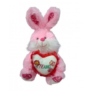 CONEJO 30 CM CON CORAZON "TE AMO" DOS COLORES