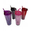 VASO ACRILICO DOBLE PARED 700CC CON TAPA Y SORBETE