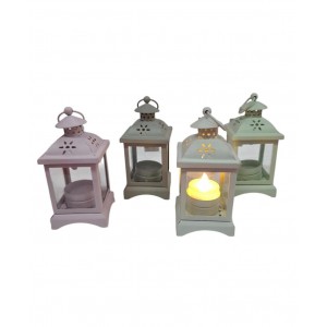 FAROL PORTA VELA METAL Y VIDRIO 11 CM 